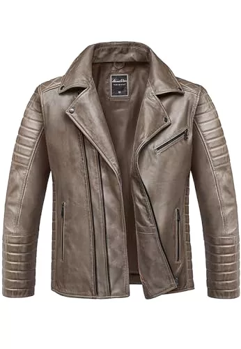 Amaci&Sons Jacken Amaci&Sons Herren Echtleder Jacke Biker Zipper Lederjacke 9107