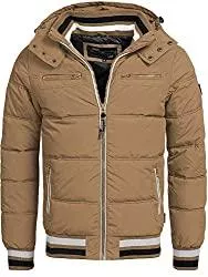 Indicode Jacken Indicode Herren Marlon Steppjacke in Daunenjacken-Optik mit Abnehmbarer Kapuze | warme Winterjacke gefütterte Übergangsjacke Regenjacke mit 6 Taschen Jacke für Männer