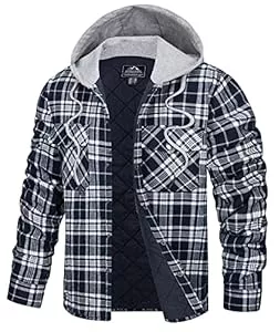 TACVASEN Jacken TACVASEN Hemdjacke Herren Kariert Jacke Holzfällerjacke Gefüttert Thermojacke Übergangsjacke Flanellhemd mit Kapuze