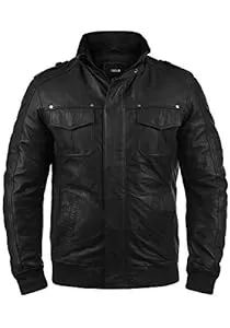 !Solid Jacken !Solid Camash Herren Lederjacke Mit Stehkragen Aus 100% Echtleder