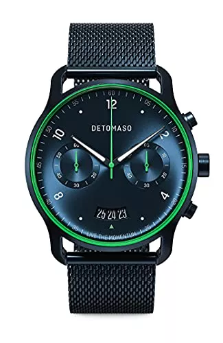 DeTomaso Uhren DeTomaso SORPASSO Velocita Blau Grün Herren-Armbanduhr Analog Quarz Mesh Milanese