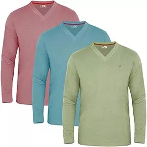 JRC Just Royal Clothing Langarmshirts JRC 3er-Pack Herren-Langarm-V-Ausschnitt Shirts, Lässige V-Ausschnitt-Oberteile