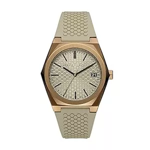 Armani Exchange Uhren Armani Exchange Herrenuhr , DreizeigerDatumswerk, 44MM Braunes Edelstahlgehäuse mit Silikonarmband, AX2813
