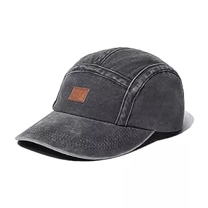 CLAPE Hüte & Mützen CLAPE Washed Basecap Herren 5 Panel Baseball Cap mit Leder Patch Vintage Cap Used Look Verstellbarer Outdoor Kappen UV Schutz Fullcap