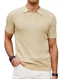 PJ PAUL JONES Poloshirts PJ PAUL JONES Herren Strick-Poloshirt, kurzärmelig, Strick-Textur, Golf-T-Shirt