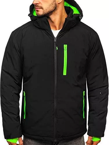 BOLF Jacken BOLF Herren Skijacke Snowboardjacke Winterjacke mit Kapuze Druckknöpfen Outdoor Wintersport