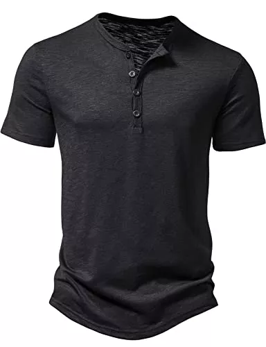 LucMatton T-Shirts LucMatton Herren-T-Shirt, Henley-Shirt, Kurzarm, schmale Passform, casual, stilvoll, Muskel-T-Shirts mit 4 Knöpfen