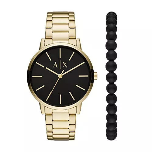 ARMANI EXCHANGE Uhren Armani Exchange Herrenuhr , Dreizeigerwerk, 42mm Gold Edelstahlgehäuse mit Edelstahlarmband, AX7119