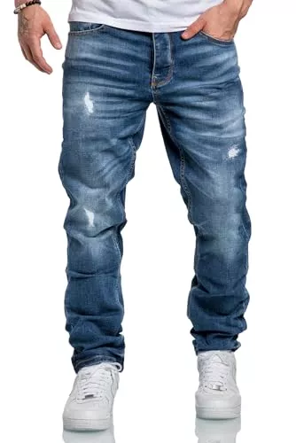 Amaci&Sons Jeans Amaci&Sons Herren Jeans Regular Straight Fit Denim Hose Destroyed A7998