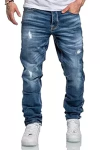Amaci&Sons Jeans Amaci&Sons Herren Jeans Regular Straight Fit Denim Hose Destroyed A7998