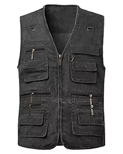 KTWOLEN Westen KTWOLEN Herren Outdoor Weste mit Multi-Taschened Anglerweste Jagd- und Angler Camping Wandern Weste Freizeit Ärmellos Jacke