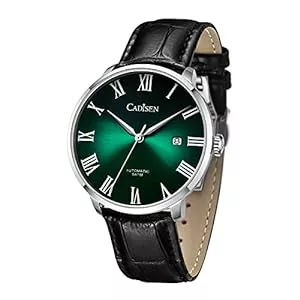 CADISEN Uhren CADISEN Automatik Uhr Herren Mechanische Automatikuhr Echtes Lederband wasserdichte Freizeituhr für Männer