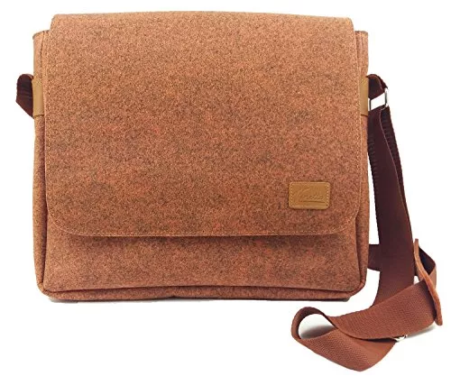 Venetto Taschen & Rucksäcke Venetto Herrentasche Messenger Bag Schultertasche Umhängetasche Handtasche Herren Filztasche Tasche aus Filz mit Echtleder-Applikationen für 13" MacBook, Notebook, Laptop, Ultrabook