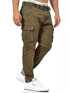 Indicode Hosen Indicode Herren Mathen Cargohose aus 98% Baumwolle inkl. Gürtel | Cargo Hose für Männer