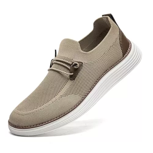 CAIQDM Sneaker & Sportschuhe CAIQDM Bequeme nackte Slip-On-Loafer für Herren hautfreundliche rutschfeste Innensohlen Walking-Freizeitschuhe Retro-Mode leichte und atmungsaktive Outdoor-Fitness-Joggingschuhe