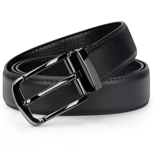 IGOLUMON Gürtel IGOLUMON Gürtel Herren Leder 30mm Breit Ledergürtel Herren Verstellbare Anti-kratzer Schnalle mit Geschenkbox Business Freizeit Men Belt 115cm 125cm Schwarz