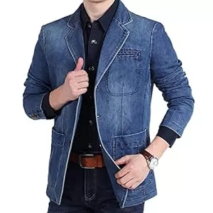 BIBOKAOKE Jacken BIBOKAOKE Jacke Herren Jeansjacke Stehkragen Jean-Jacke Herbstjacke Winter Übergangs Denim Bikerjacke Jacket Outdoorjacke Wanderjacke Freizeitjacke Denimmantel Vintage Herrenjacke Jeansmantel