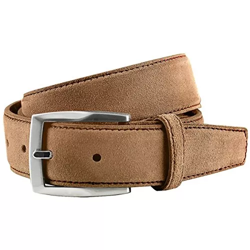 LINDENMANN Gürtel LINDENMANN Gürtel Herren Vollledergürtel aus Veloursleder, 35 mm breit, kürzbar, Gürtel, Ledergürtel, Velours-Gürtel, cognac/marine
