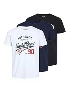 JACK & JONES T-Shirts JACK & JONES Male T-Shirt 3er-Pack Logo Rundhals T-Shirt