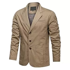 CUTeFiorino Blazer CUTeFiorino Herren Sakko übergröße Blazer Herbst Anzugsakko Baumwolle Chino Freizeitanzug Herren Outdoorjacke 3 Knopf Sportlich Herrenjacken für Hochzeit Business Größe L XL XXL 3XL 4XL