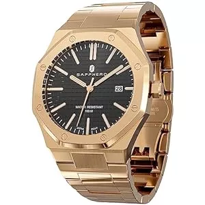 SAPPHERO Uhren SAPPHERO Uhren Herren 30M wasserdichte Armbanduhr Herren Edelstahl/Lederarmband Armband Chronograph Anti-Kratzer-Uhr Herrenuhr Silber Analoge Quarzuhr Business Casual Watch mit Date