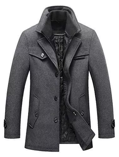 Lavnis Mäntel Lavnis Herren Warm Wollmantel Stehkragen Wintermantel Kurzmantel Winter Jacke Business Freizeit
