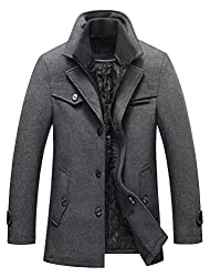 Lavnis Mäntel Lavnis Herren Warm Wollmantel Stehkragen Wintermantel Kurzmantel Winter Jacke Business Freizeit