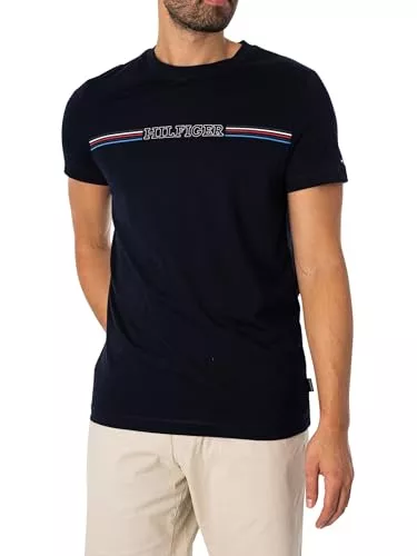 Tommy Hilfiger T-Shirts Tommy Hilfiger Herren T-Shirt Kurzarm Stripe Chest Tee Rundhalsausschnitt