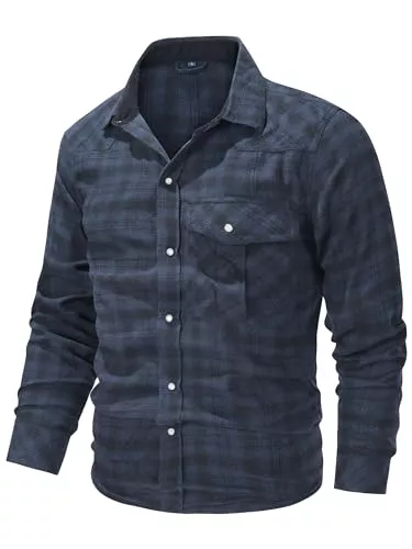 Mr.Stream Jacken Mr.Stream Herren Kariert Flanellhemd Langarm Western Cowboy Vintage Pearl Druckknöpfe Arbeitshemd Freizeithemden Mit Brusttasche