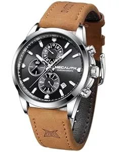 MEGALITH Uhren MEGALITH Herrenuhr Edelstahl Chronographen Armbanduhr Herren Wasserdicht Groß Analog Uhr Herren Business Design Uhren fur Männer Kalender Leuchtend