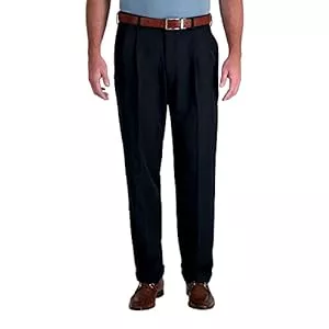 Haggar Hosen Haggar Herren Mynx Gabardine Versteckter erweiterbarer Bund Klassische Passform Vorne Plissee Kleid Hose Mynx Gabardine Verdeckter Erweiterbarer Bund, Klassische Passform, Plissiert, Anzughose