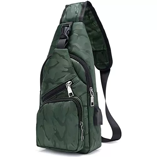 flintronic Taschen & Rucksäcke flintronic Brusttasche mit USB-Aufladung, Brusttasche Sling mit Verstellbarem, Rucksack Schultertasche für Männer (einschließlich 1 * USB-Kabel)