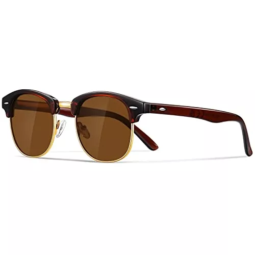 Occhsouo Sonnenbrillen & Zubehör Occhsouo Polarisierte-Halbrahmen-Sonnenbrille-Unisex-Sonnenbrille-Herren-Damen Klassische Retro UV400 Schutz Rechteckig Sonnen brille Metallrahmen Autofahren Reisen