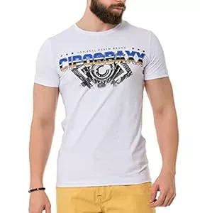 Cipo & Baxx T-Shirts Cipo & Baxx Herren Prägedruck Print T-Shirt Kurzarm CT737