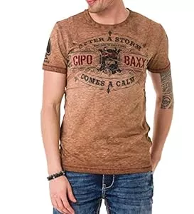 Cipo & Baxx T-Shirts Cipo & Baxx Herren Prägedruck Print T-Shirt Kurzarm CT737