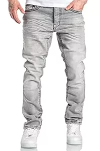 Amaci&Sons Jeans Amaci&Sons Herren Dicke Nähte Destroyed Jeans Regular Slim Denim Hose Fit 7983WC