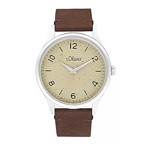 s.Oliver Uhren s.Oliver Armbanduhr Herren Quarzuhr Analog, mit Leder Armband, 5 bar Wasserdicht, Kommt in Uhren Geschenk Box