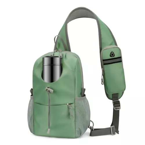 Waniki Taschen & Rucksäcke Waniki Brusttasche Herren Leichte Schultertasche Mit Trinkflaschenbeutel Sling Bag Sporttasche Wasserfest Umhängetasche Nylon Crossbody Herren Damen für Reise Wandern Sports Radfahren Laufen Klettern