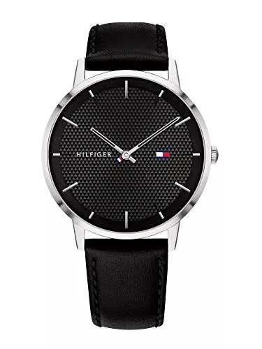 Tommy Hilfiger Uhren Tommy Hilfiger Analog Quarzuhr für Herren mit Schwarzes Lederarmband - 1791651