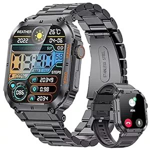 LIGE Uhren LIGE Smartwatch Herren mit Telefonfunktion,1.32” HD Voll Touchscreen Armbanduhr mit Pulsuhr SpO2 Schlafmonitor Musikplayer,IP67 Wasserdicht Fitness Tracker Edelstahl Herren für iOS Android