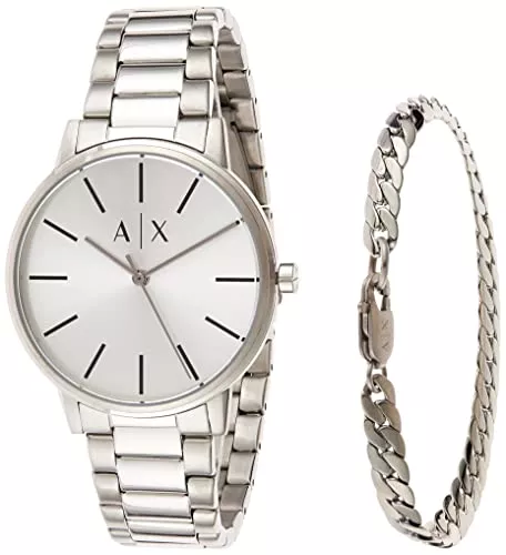 Armani Exchange Uhren Armani Exchange Herren Quarz 3 Zeiger Uhr mit Armband AX7138SET