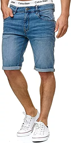 Indicode Shorts Indicode Herren Caden Jeans Shorts mit 5 Taschen | Herrenshorts Used Look für Männer