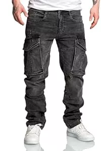 Amaci&Sons Jeans Amaci&Sons Herren Sweathose in Stretch Denim Männer Cargo Jogging Jeans 7026