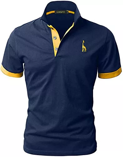 GNRSPTY Poloshirts GNRSPTY Poloshirt Herren Kurzarm Polohemd Giraffe Stickerei Einfarbig T-Shirt M-3XL