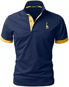 GNRSPTY Poloshirts GNRSPTY Poloshirt Herren Kurzarm Polohemd Giraffe Stickerei Einfarbig T-Shirt M-3XL
