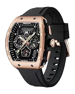 MEGALITH Uhren MEGALITH Herrenuhr Groß Sportlich Chronographen - Militär Schwarz Armbanduhr Herren Wasserdicht Analog Quarz Uhr Herren Lässig Designer Uhren fur Männer Rubber Datum Leuchtend