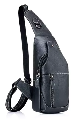 WeeDee Taschen & Rucksäcke WeeDee Sling Bag Leder Schultertasche Brusttasche Umhängetasche Herren Bauchtasche Tasche Rucksack Daypacks Wasserresistent