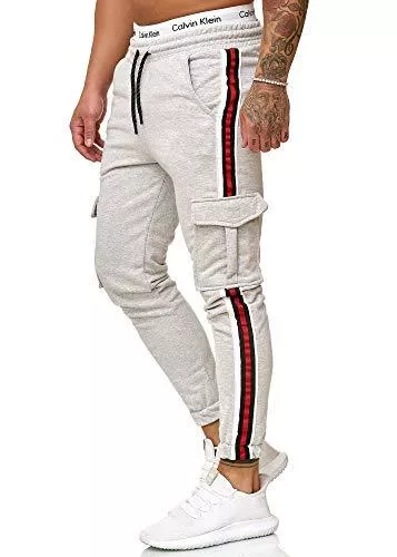 OneRedox Hosen OneRedox Herren | Jogginghose | Trainingshose | Sport Fitness | Gym | Training | Slim Fit | Sweatpants Streifen | Jogging-Hose | Stripe Pants