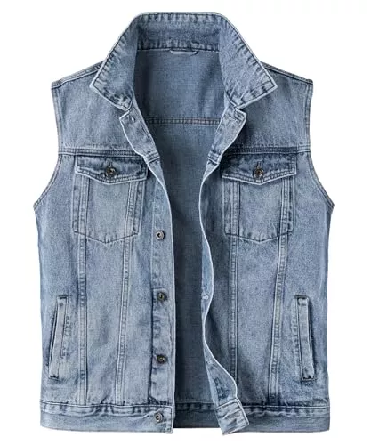 Harbrosrce Westen Harbrosrce Classics Herren Weste Denim Vest Ärmellose Jeansweste Cowboy Jacke Motorradweste Bikerweste für Männer Casual Freizeitweste