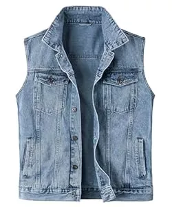 Harbrosrce Westen Harbrosrce Classics Herren Weste Denim Vest Ärmellose Jeansweste Cowboy Jacke Motorradweste Bikerweste für Männer Casual Freizeitweste